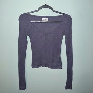 Grey/Blue Urban Outfitters Long Sleeve Crop Top